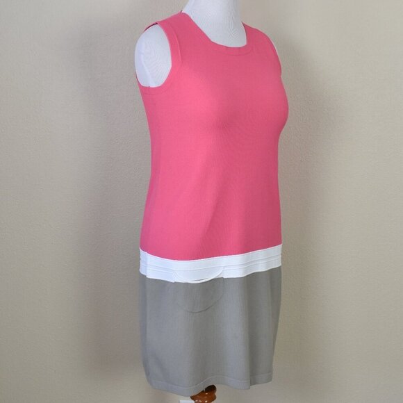 D. Exterior Color Block Stretch Knit Shift Dress - L - Picture 7 of 8